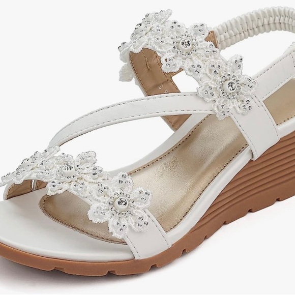 GUC White Wedge Bohemian Sandals - Picture 2 of 7